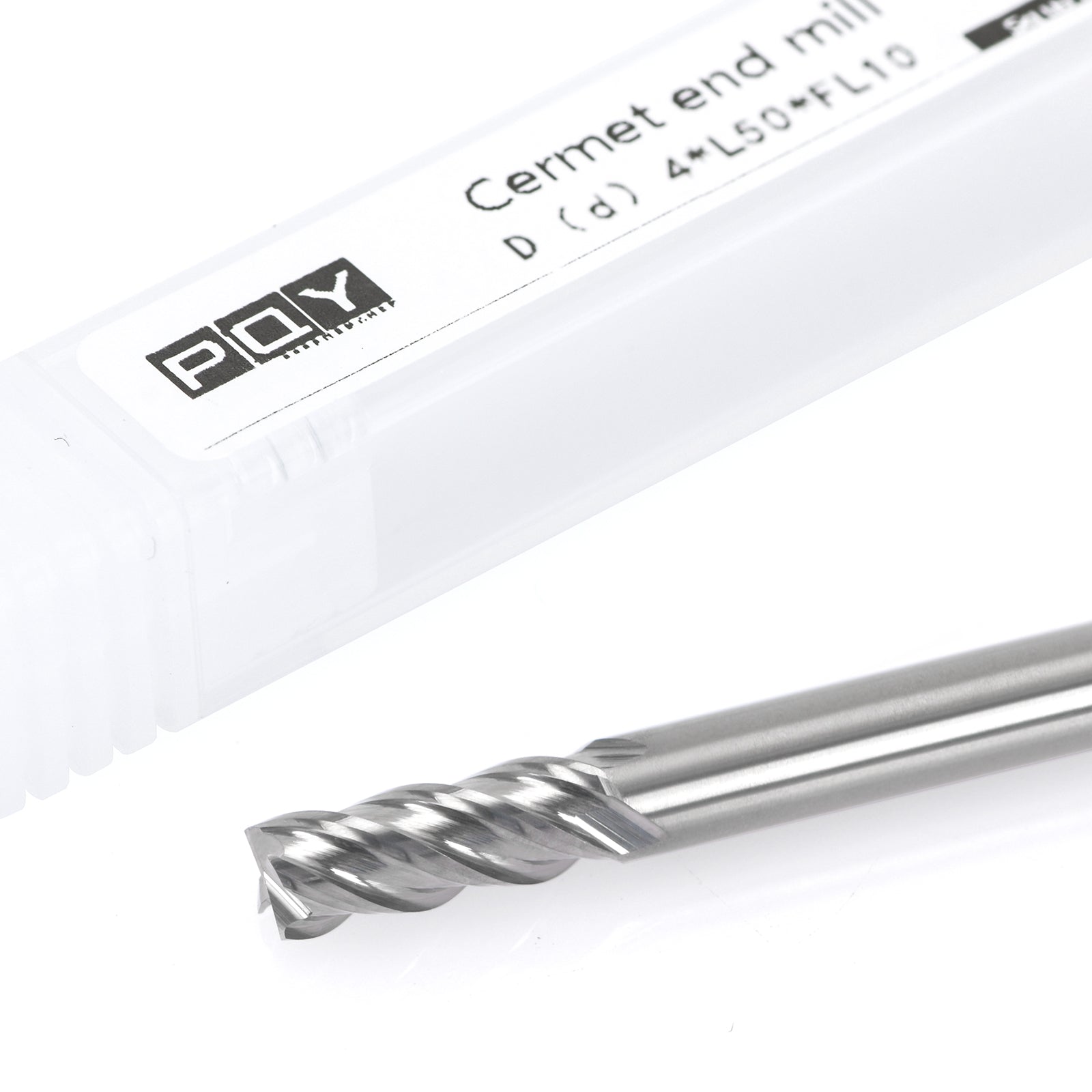 PQYTOOL Cermet End Mill 4 Flutes D(d)4*L50*FL10 For Milling Machine