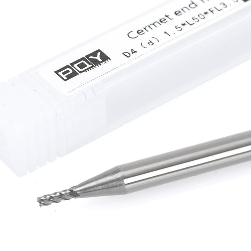 PQYTOOL Cermet End Mill 4 Flutes 1.5*L50*FL3.5 For Milling Machine