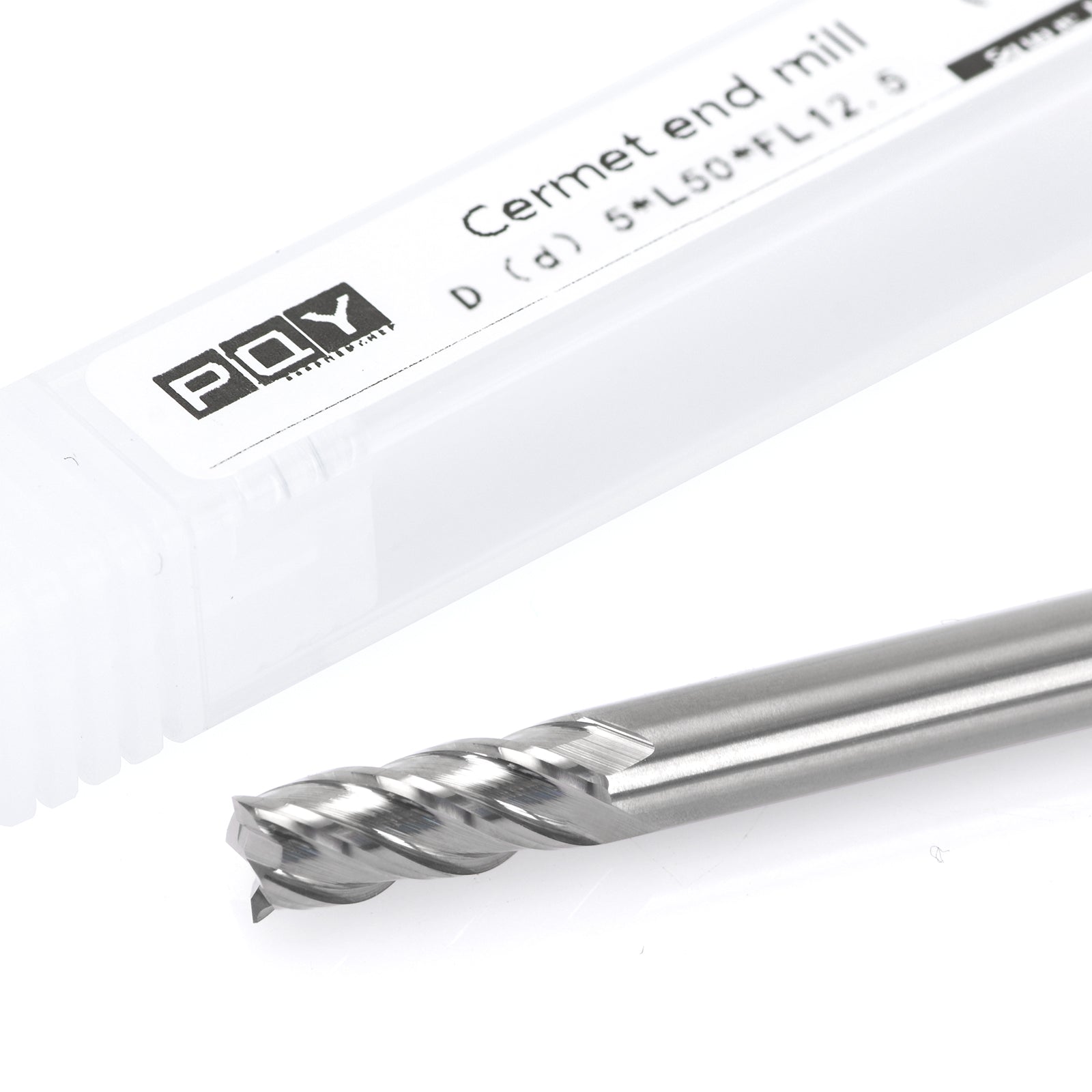 PQYTOOL Cermet End Mill 4 Flutes D(d)5*L50*FL12.5 For Milling Machine