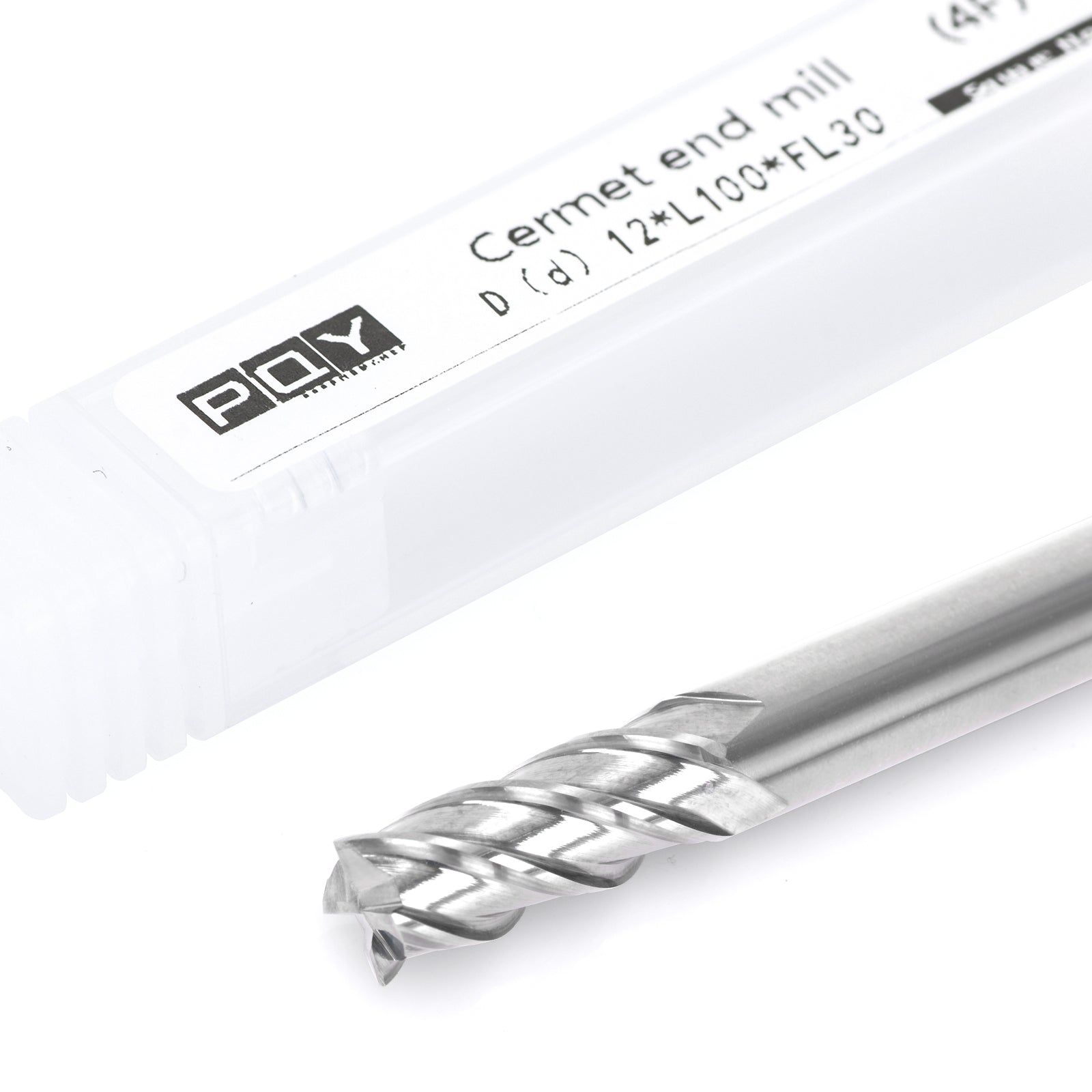 PQYTOOL Cermet End Mill 4 Flutes D(d)12*L100*FL30 For Milling Machine