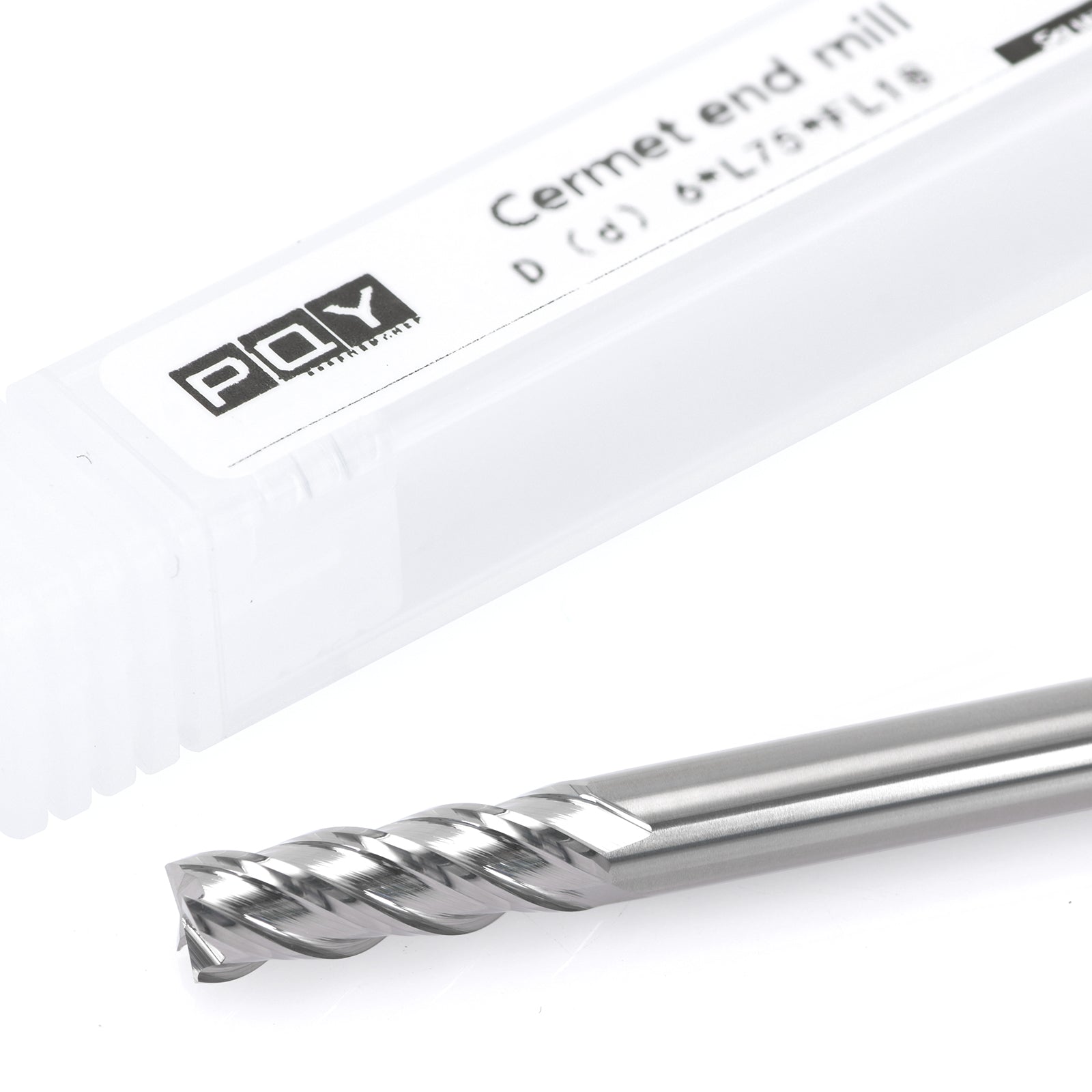 PQYTOOL Cermet End Mill 4 Flutes D(d)6*L75*FL18 For Milling Machine