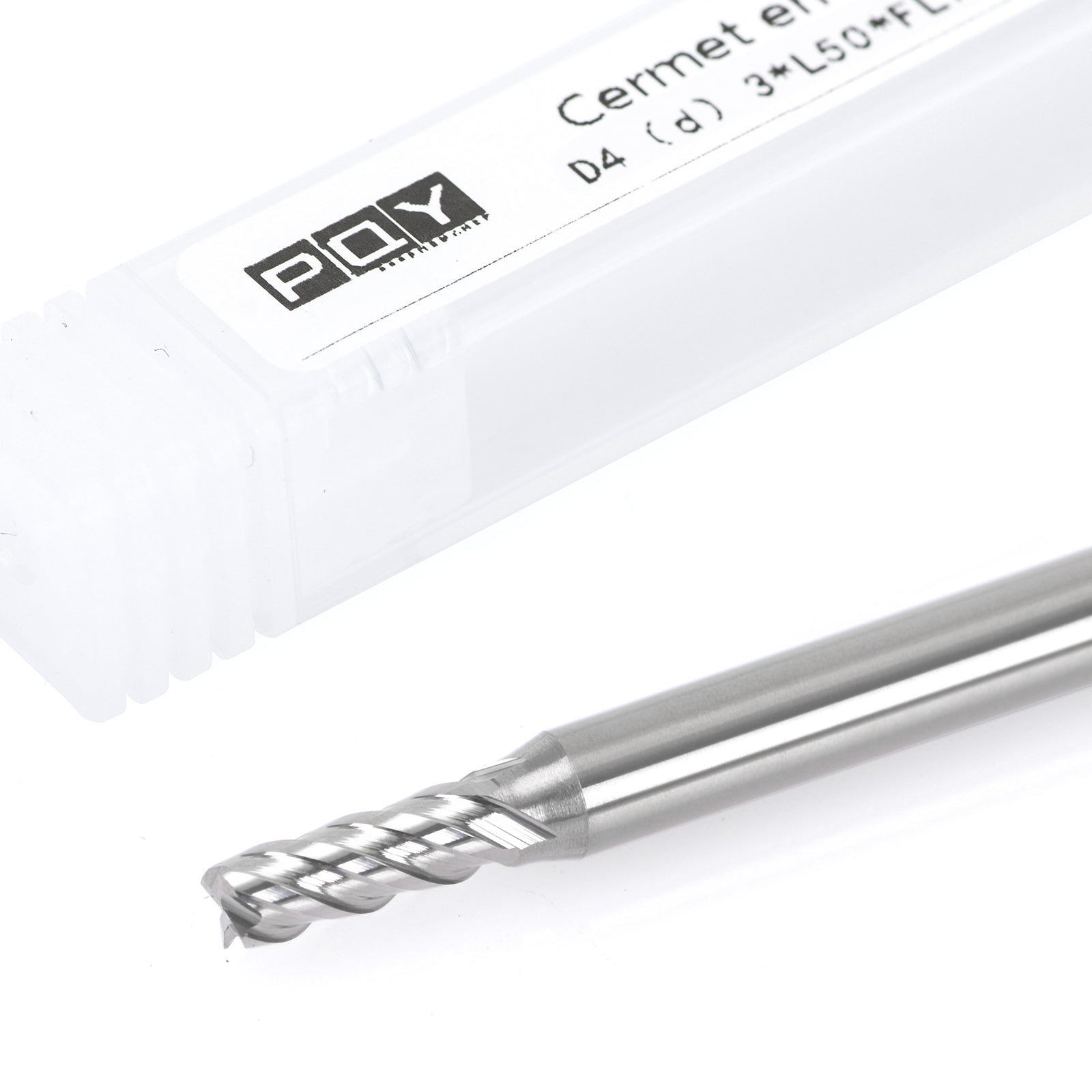 PQYTOOL Cermet End Mill 4 Flutes D4(d)3*L50*FL7.5 For Milling Machine