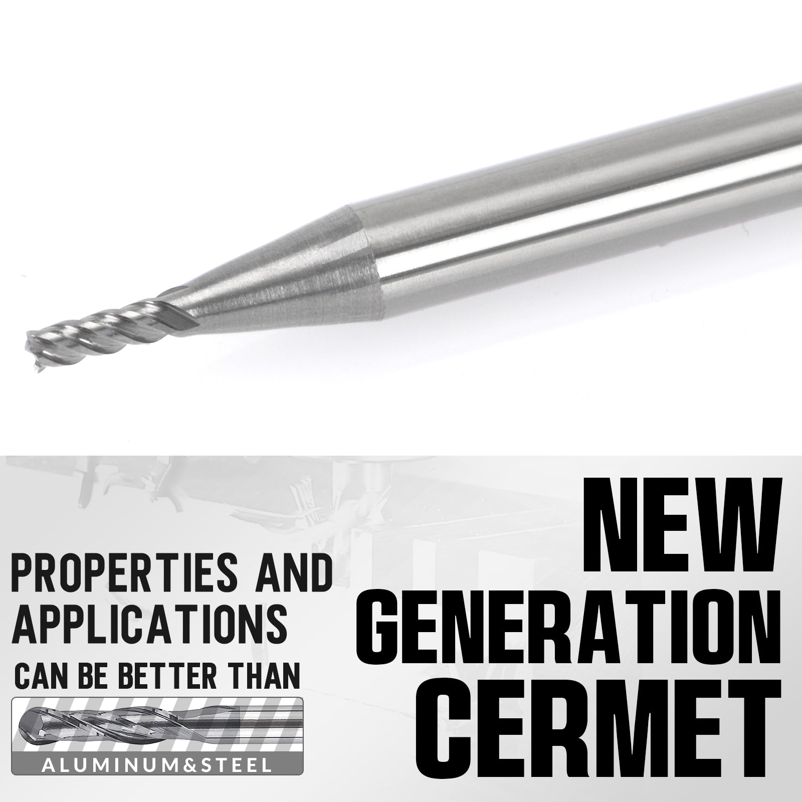 PQYTOOL Cermet End Mill 4 Flutes 1.5*L50*FL3.5 For Milling Machine