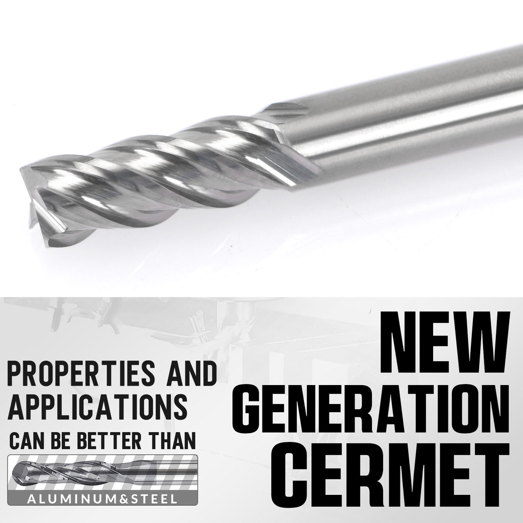 PQYTOOL Cermet End Mill 4 Flutes D(d)4*L50*FL10 For Milling Machine