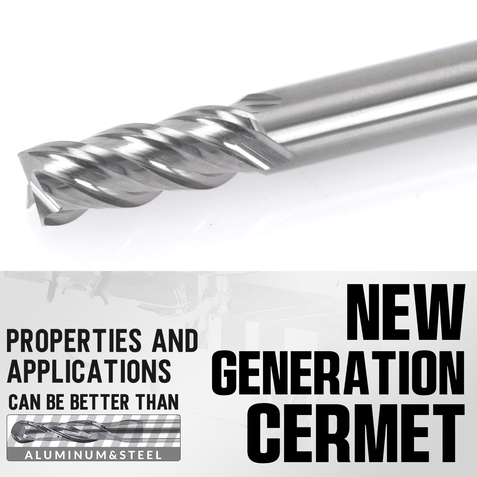 PQYTOOL Cermet End Mill 4 Flutes D(d)4*L50*FL10 For Milling Machine