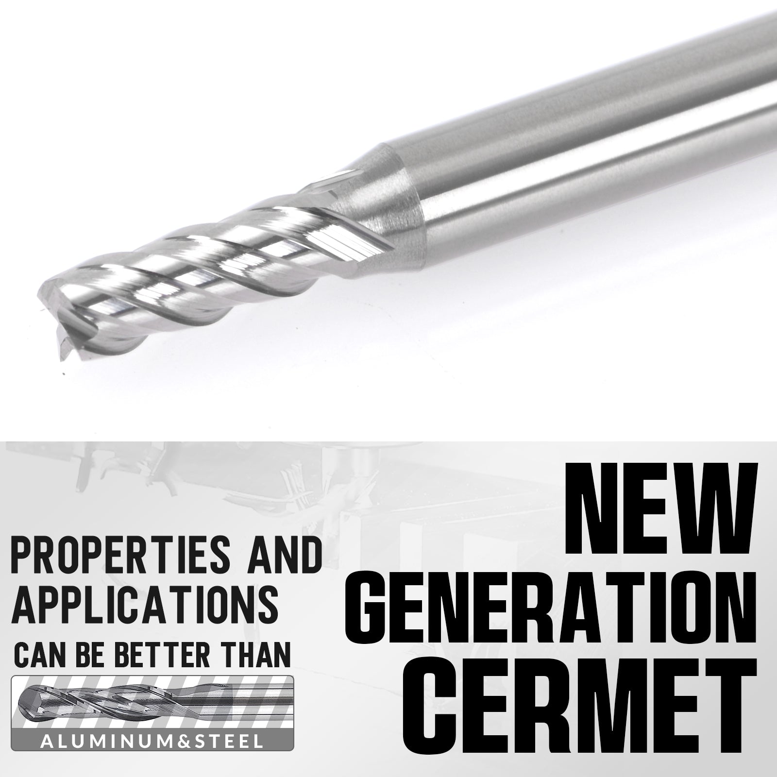 PQYTOOL Cermet End Mill 4 Flutes D4(d)3*L50*FL7.5 For Milling Machine