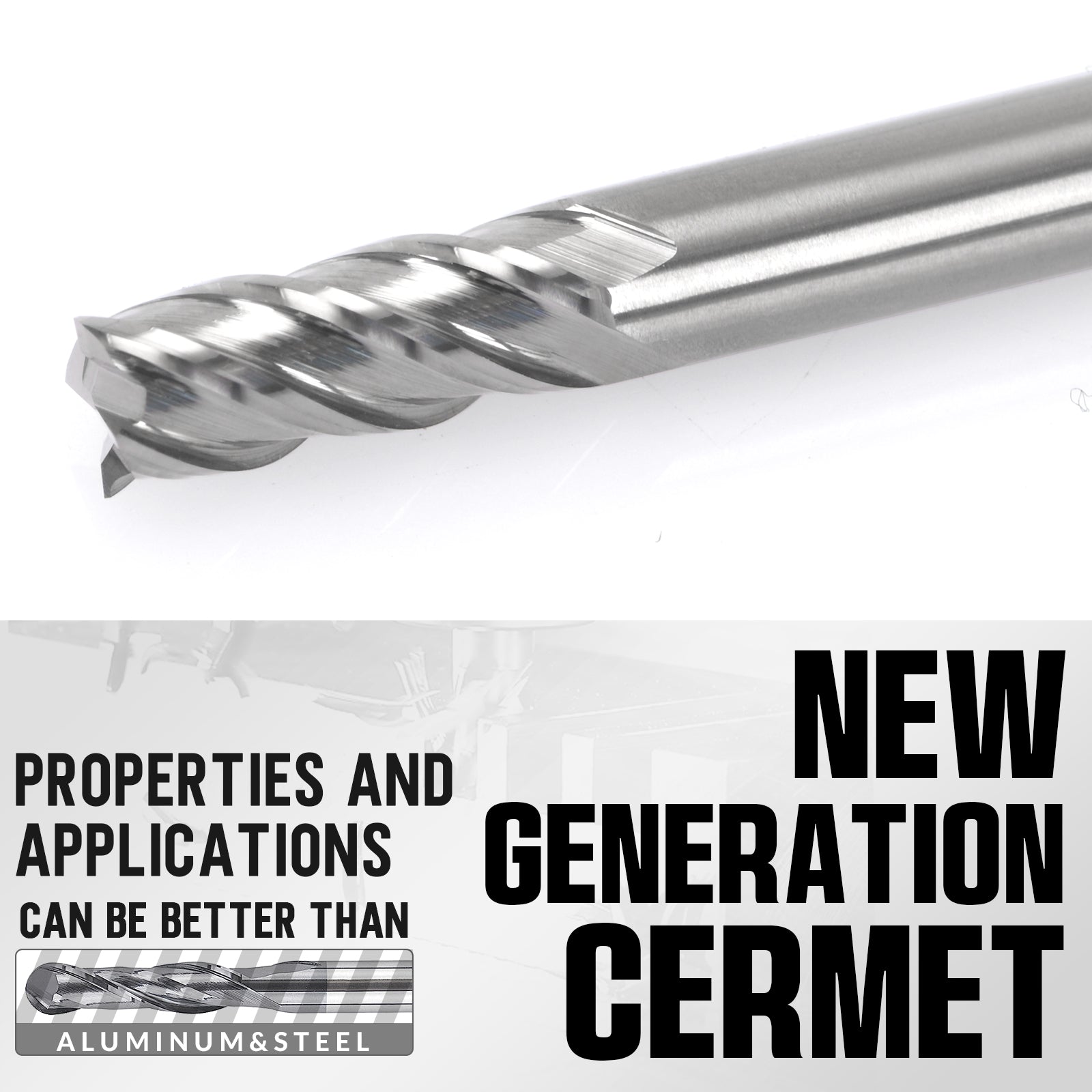 PQYTOOL Cermet End Mill 4 Flutes D(d)5*L50*FL12.5 For Milling Machine