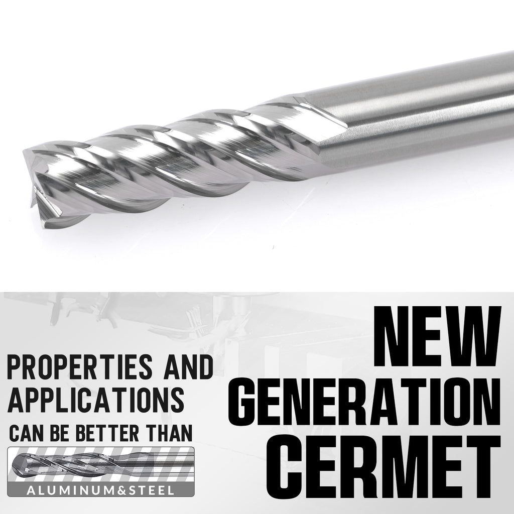 PQYTOOL Cermet End Mill 4 Flutes D(d)6*L75*FL18 For Milling Machine