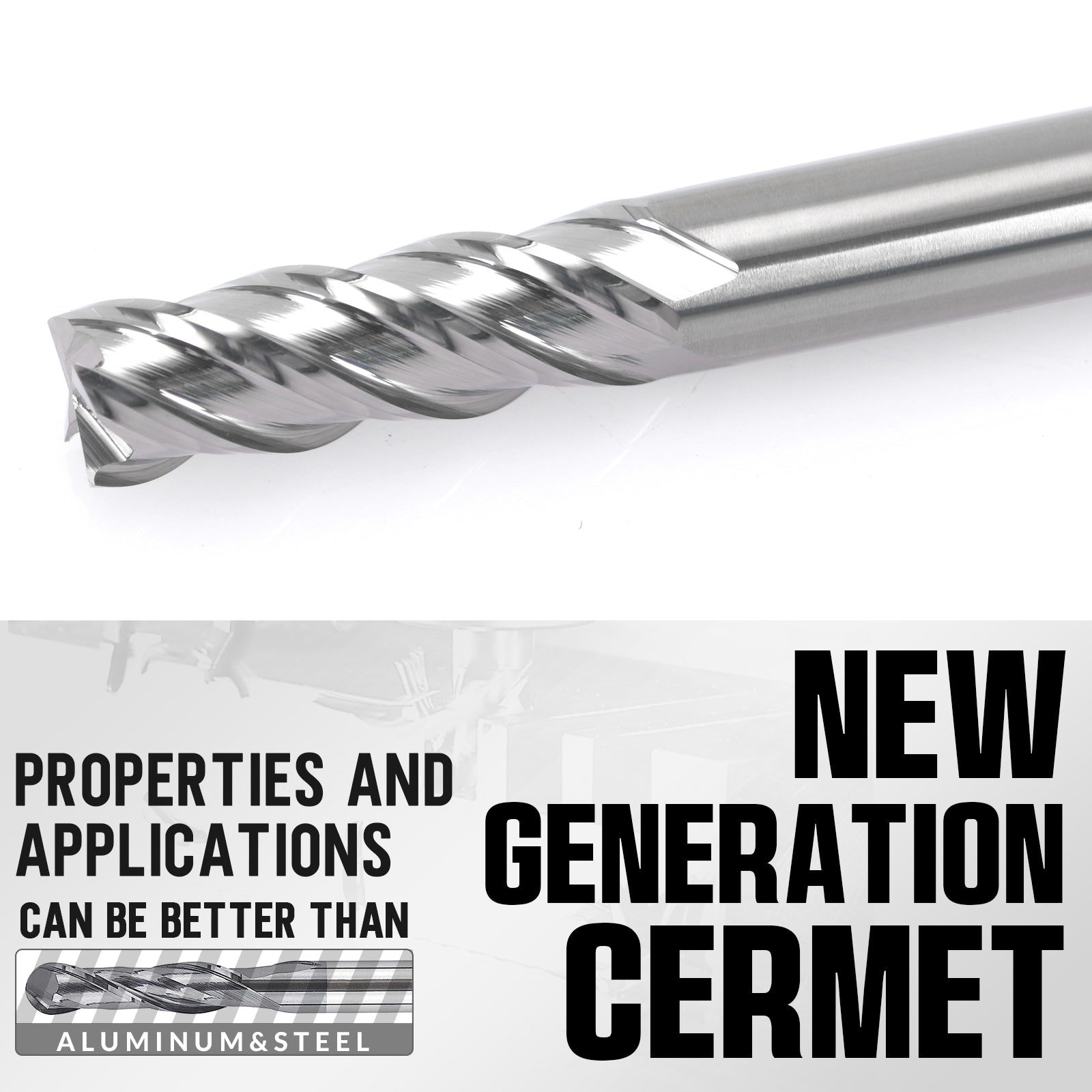 PQYTOOL Cermet End Mill 4 Flutes D(d)6*L75*FL18 For Milling Machine