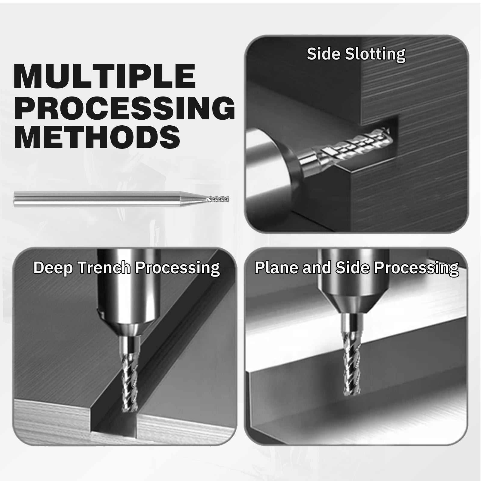 PQYTOOL Cermet End Mill 4 Flutes 1.5*L50*FL3.5 For Milling Machine