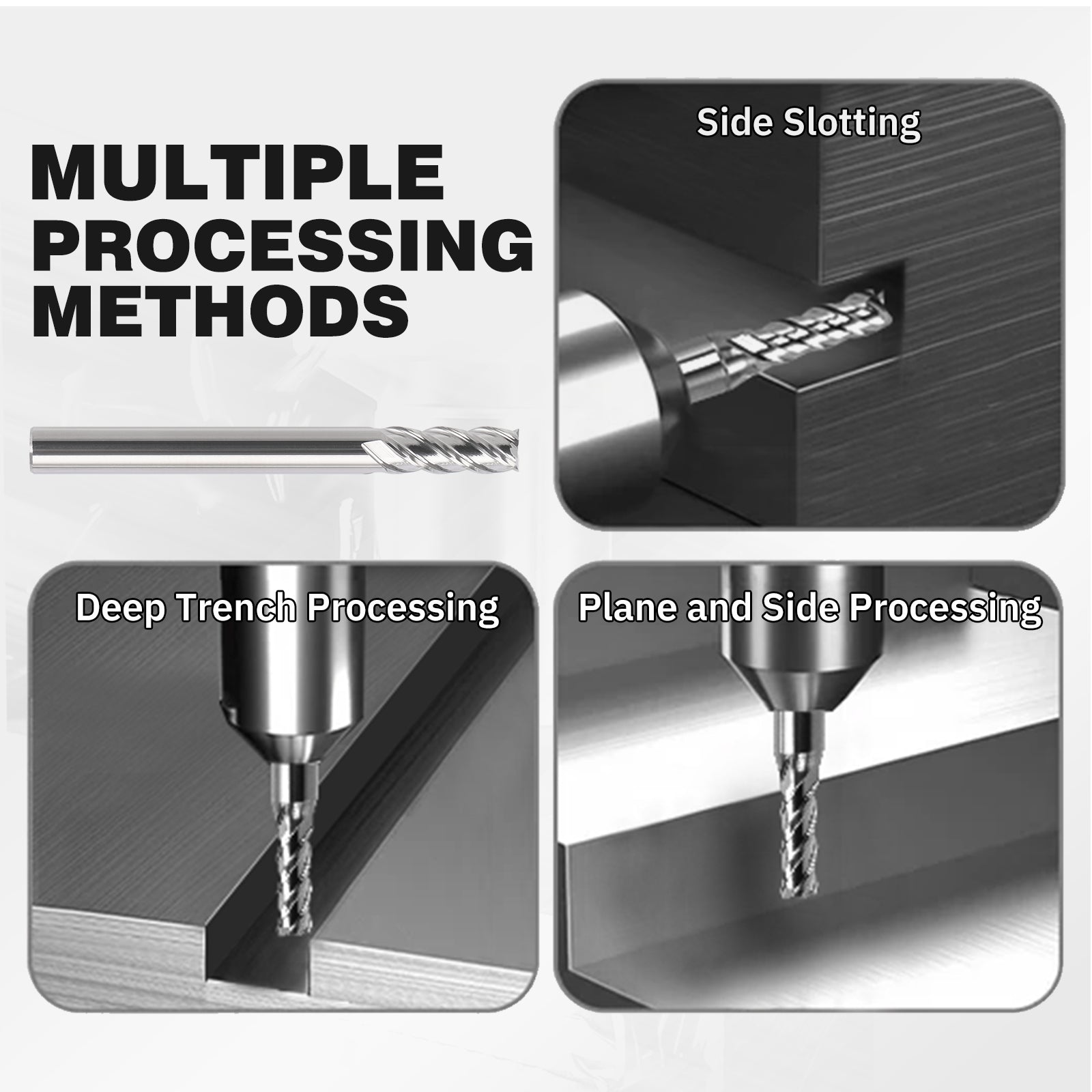 PQYTOOL Cermet End Mill 4 Flutes D(d)5*L50*FL12.5 For Milling Machine